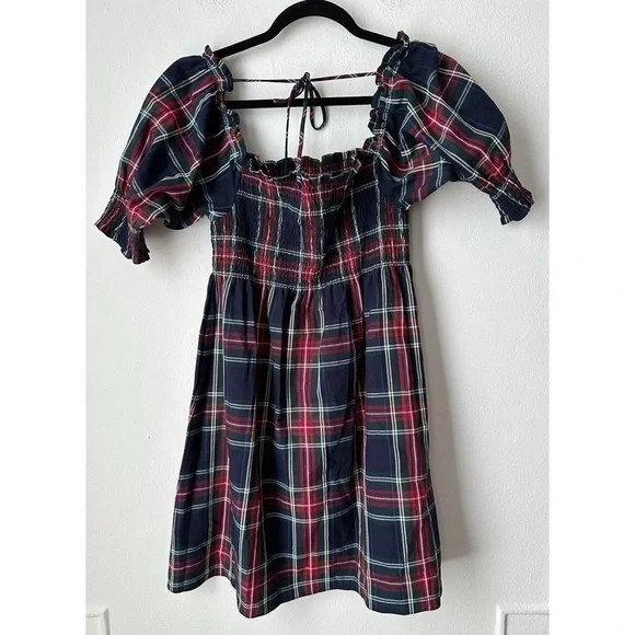 XS Hill House Athena Nap Dress Navy Tartan - Picture 4 of 4